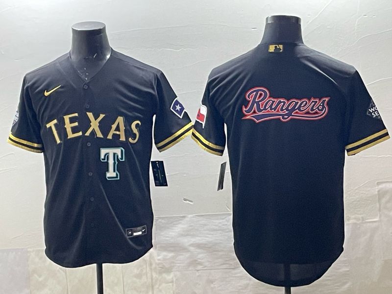 Men 2025 Texas Rangers Blank Black Game Nike MLB Jersey style 09